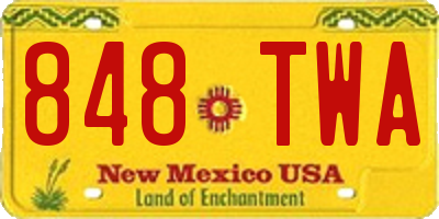 NM license plate 848TWA