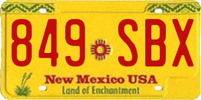 NM license plate 849SBX