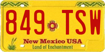 NM license plate 849TSW