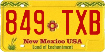 NM license plate 849TXB