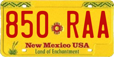 NM license plate 850RAA