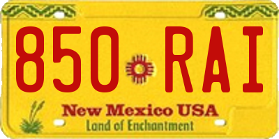 NM license plate 850RAI