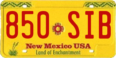 NM license plate 850SIB