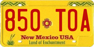 NM license plate 850TOA