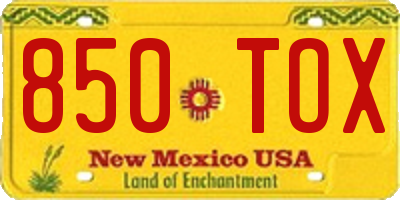 NM license plate 850TOX
