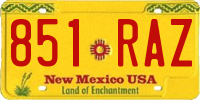 NM license plate 851RAZ
