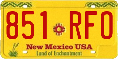 NM license plate 851RFO