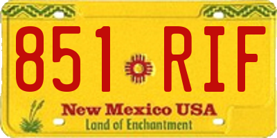 NM license plate 851RIF