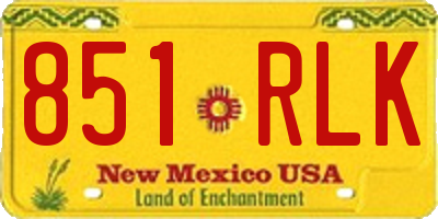 NM license plate 851RLK