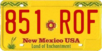 NM license plate 851ROF