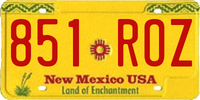NM license plate 851ROZ