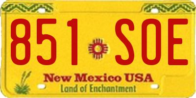 NM license plate 851SOE