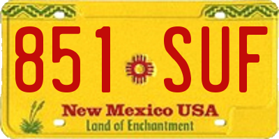 NM license plate 851SUF