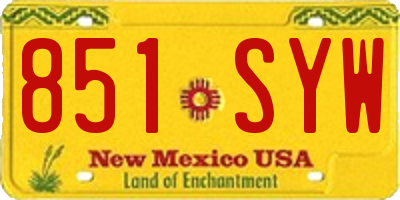 NM license plate 851SYW