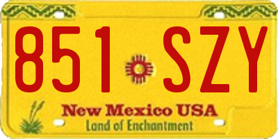 NM license plate 851SZY