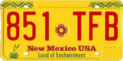 NM license plate 851TFB