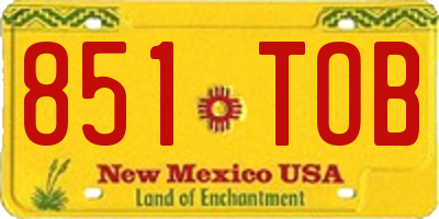 NM license plate 851TOB