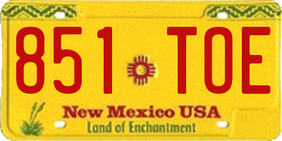 NM license plate 851TOE