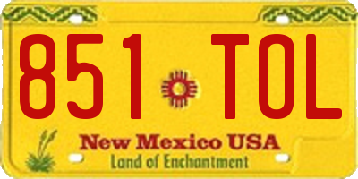 NM license plate 851TOL