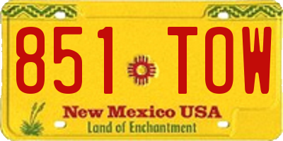 NM license plate 851TOW