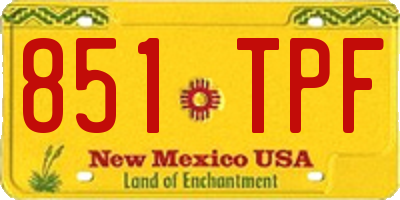 NM license plate 851TPF