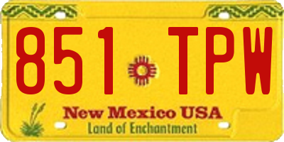 NM license plate 851TPW
