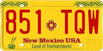 NM license plate 851TQW