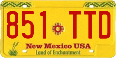 NM license plate 851TTD