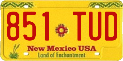 NM license plate 851TUD
