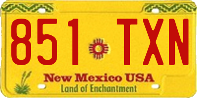 NM license plate 851TXN