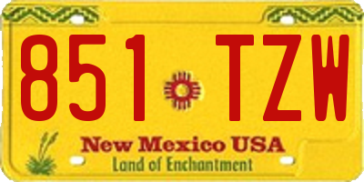 NM license plate 851TZW