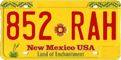 NM license plate 852RAH