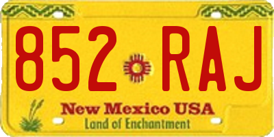 NM license plate 852RAJ