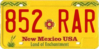 NM license plate 852RAR
