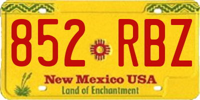 NM license plate 852RBZ