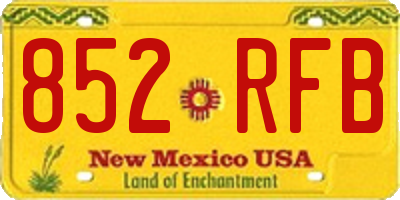 NM license plate 852RFB