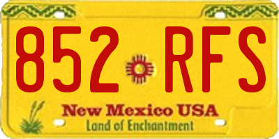 NM license plate 852RFS