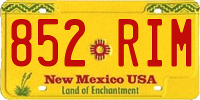 NM license plate 852RIM