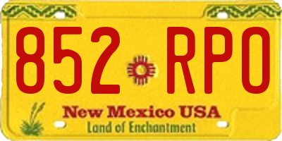 NM license plate 852RPO