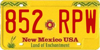 NM license plate 852RPW