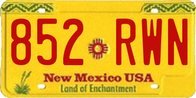 NM license plate 852RWN