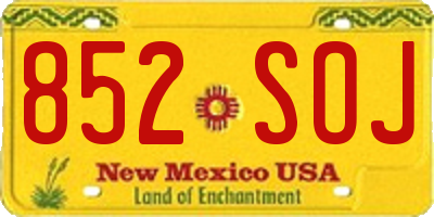 NM license plate 852SOJ