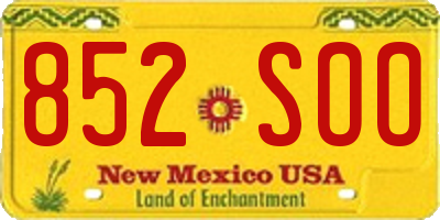 NM license plate 852SOO