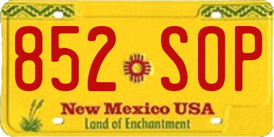 NM license plate 852SOP