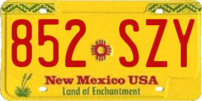 NM license plate 852SZY