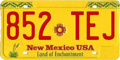 NM license plate 852TEJ