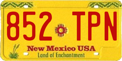 NM license plate 852TPN
