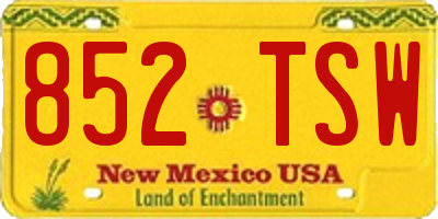 NM license plate 852TSW