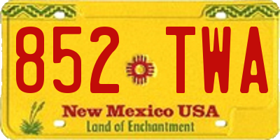 NM license plate 852TWA