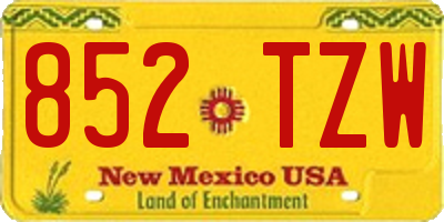 NM license plate 852TZW